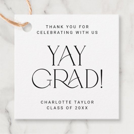 Modern Fete Minimal Yay Grad Danke Abschluss Geschenkanhänger (Vorderseite)