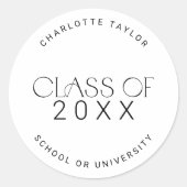 Modern Fete | Minimaler Class Year-Abschluss Runder Aufkleber (Vorderseite)