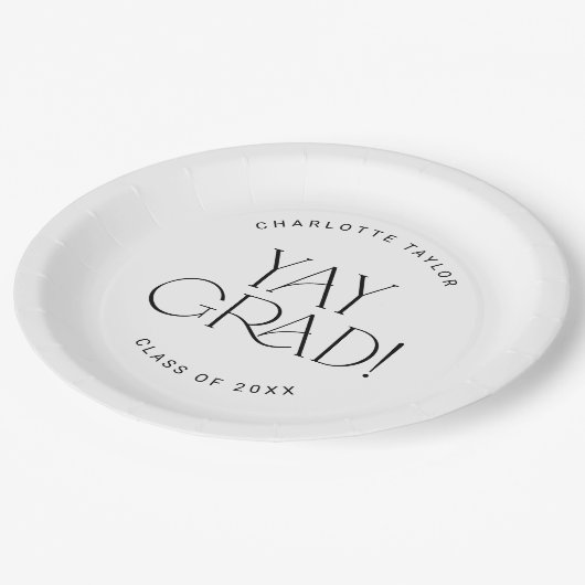 Modern Fete | Minimaler Yay Grad Abschluss Pappteller (Schrägansicht)