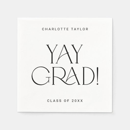 Modern Fete | Minimaler Yay Grad Abschluss Serviette (Vorderseite)