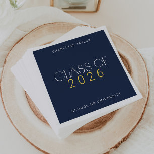 Modern Fete Navy Gold Class 2025 Abschluss Serviette