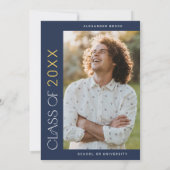 Modern Fete | Navy Gold Er tat es Foto Abschluss Einladung (Rückseite)