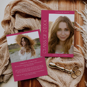 Modern Fete   Pink Class Year Foto Abschluss Ankündigung