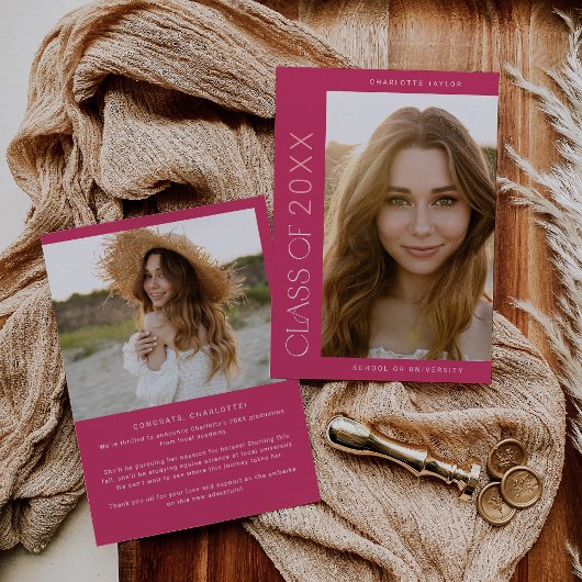 Modern Fete | Pink Class Year Foto Abschluss Ankündigung