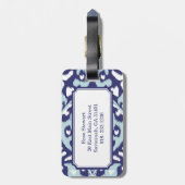 Modern fett-blau-weiß-kat-Stammmuster Gepäckanhänger (Rückseite vertikal)