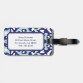 Modern fett-blau-weiß-kat-Stammmuster Gepäckanhänger (Rückseite horizontal)