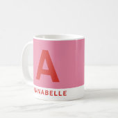 Modern fett gefärbter Farbblock Rosa personalisier Kaffeetasse (Vorderseite Links)