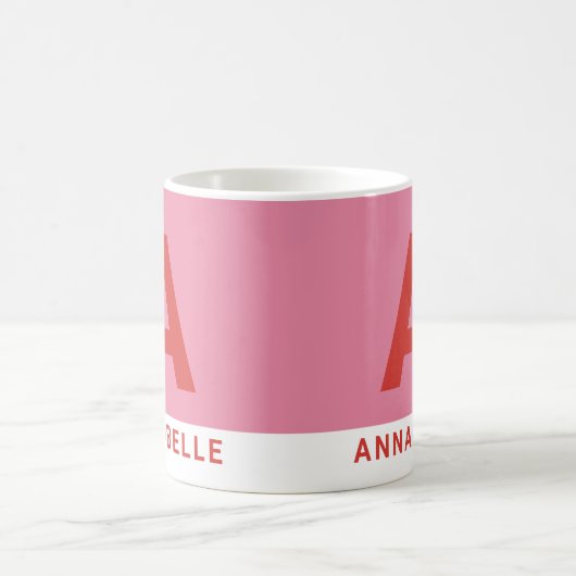 Modern fett gefärbter Farbblock Rosa personalisier Kaffeetasse (Mittel)