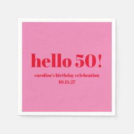 Modern fett hellrosa Rot 50. Geburtstag Custom Serviette