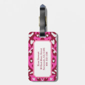 Modern fett rosa, gürtelige Kat-Tribal-Muster Gepäckanhänger (Rückseite vertikal)