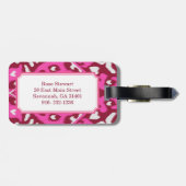 Modern fett rosa, gürtelige Kat-Tribal-Muster Gepäckanhänger (Rückseite horizontal)