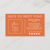 Modern fett rosa Orange Logo Social Media Visitenkarte (Rückseite)