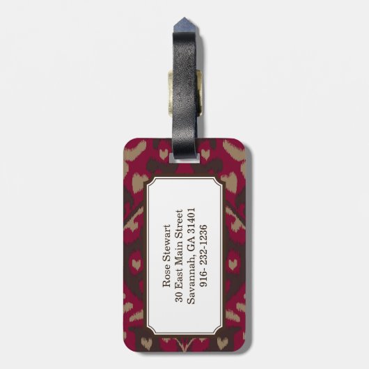 Modern fett roter Kat-Stammbaum Gepäckanhänger (Rückseite vertikal)