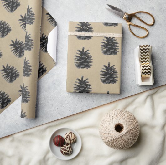 Modern, feuerbaum, schwarz auf stein geschenkpapier (Kunsthandwerk)