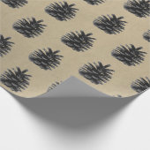 Modern, feuerbaum, schwarz auf stein geschenkpapier (Ecke)