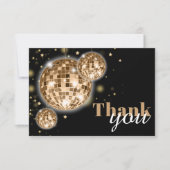 Modern Fiftieth Birthday Black Gold Dankeschön Kar Dankeskarte (Vorderseite)