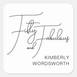 Modern Fifty and Fabulous 50th Birthday Party Quadratischer Aufkleber
