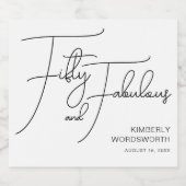 Modern Fifty and Fabulous 50th Birthday Party Schaumweinetikett (Einzelnes Label)