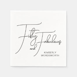 Modern Fifty and Fabulous 50th Birthday Party Serviette