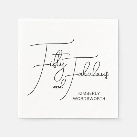 Modern Fifty and Fabulous 50th Birthday Party Serviette (Vorderseite)