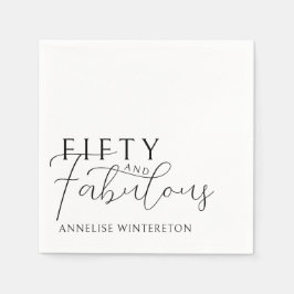 Modern Fifty and Fabulous 50th Birthday Party Serviette