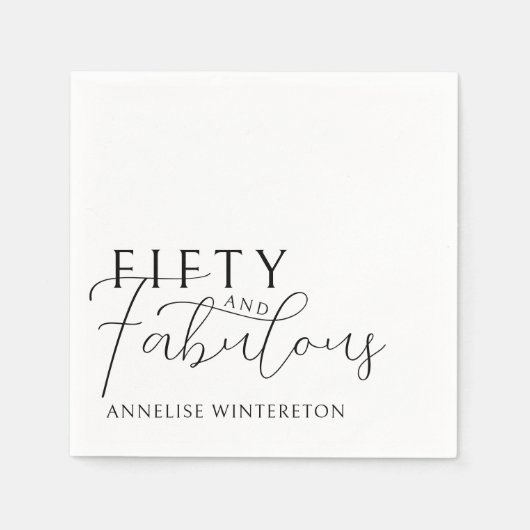 Modern Fifty and Fabulous 50th Birthday Party Serviette (Vorderseite)