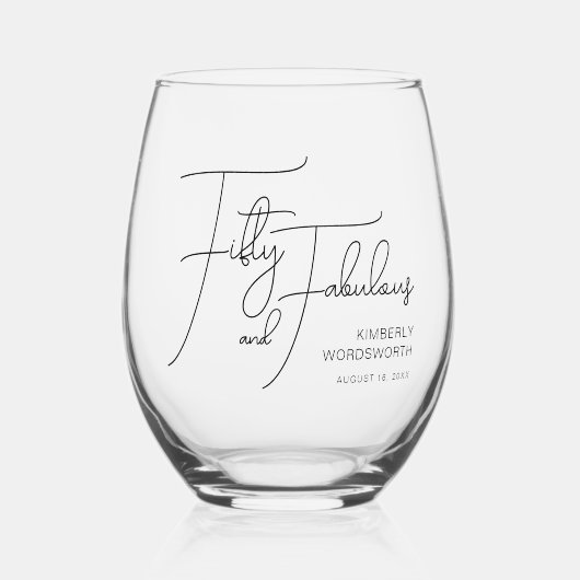 Modern Fifty and Fabulous 50th Birthday Party Weinglas Ohne Stiel (Vorderseite)