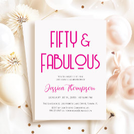 Modern Fifty and Fabulous Art Deco 50th Birthday Einladung