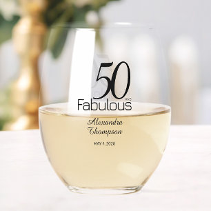 Modern Fifty and Fabulous Bold 50. Geburtstag Dopp Weinglas Ohne Stiel
