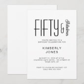 Modern Fifty And Fabulous Bold 50th Birthday Party Einladung (Vorne/Hinten)