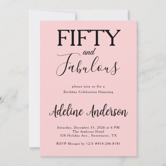 Modern Fifty and Fabulous Bold 50th Birthday Party Einladung (Vorderseite)