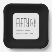 Modern Fifty and Fabulous Bold 50th Birthday Party Pappteller (Vorderseite)