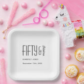 Modern Fifty and Fabulous Bold 50th Birthday Party Pappteller (Party)