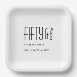 Modern Fifty and Fabulous Bold 50th Birthday Party Pappteller