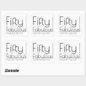 Modern Fifty and Fabulous Bold 50th Birthday Party Quadratischer Aufkleber (Blatt)