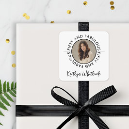 Modern Fifty and Fabulous Bold 50th Birthday Party Quadratischer Aufkleber