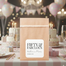 Modern Fifty and Fabulous Bold 50th Birthday Party Quadratischer Aufkleber