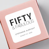 Modern Fifty and Fabulous Bold 50th Birthday Party Quadratischer Aufkleber