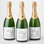 Modern Fifty and Fabulous Bold 50th Birthday Party Schaumweinetikett (Flaschen)
