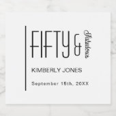 Modern Fifty and Fabulous Bold 50th Birthday Party Schaumweinetikett (Einzelnes Label)