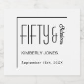 Modern Fifty and Fabulous Bold 50th Birthday Party Schaumweinetikett (Einzelnes Label)