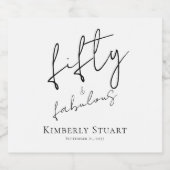 Modern Fifty and Fabulous Bold 50th Birthday Party Schaumweinetikett (Einzelnes Label)