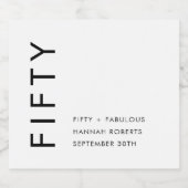 Modern Fifty and Fabulous Bold 50th Birthday Party Schaumweinetikett (Einzelnes Label)