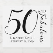 Modern Fifty and Fabulous Bold 50th Birthday Party Schaumweinetikett (Einzelnes Label)