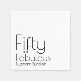 Modern Fifty and Fabulous Bold 50th Birthday Party Serviette