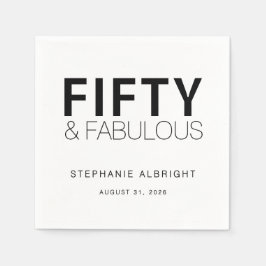 Modern Fifty and Fabulous Bold 50th Birthday Party Serviette