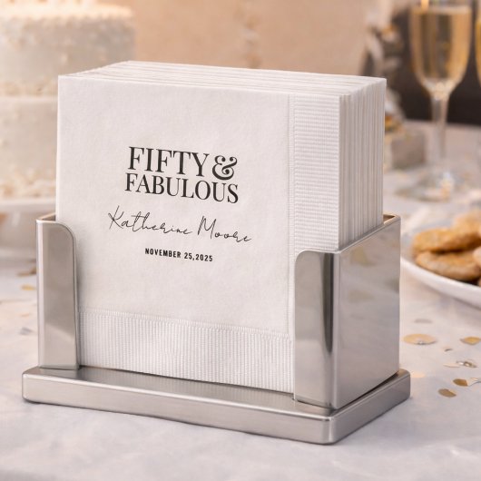 Modern Fifty and Fabulous Bold 50th Birthday Party Serviette
