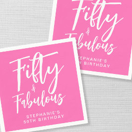 Modern Fifty and Fabulous Bold 50th Birthday Party Serviette