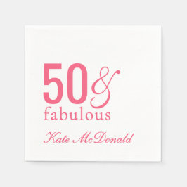 Modern Fifty and Fabulous Bold 50th Birthday Party Serviette