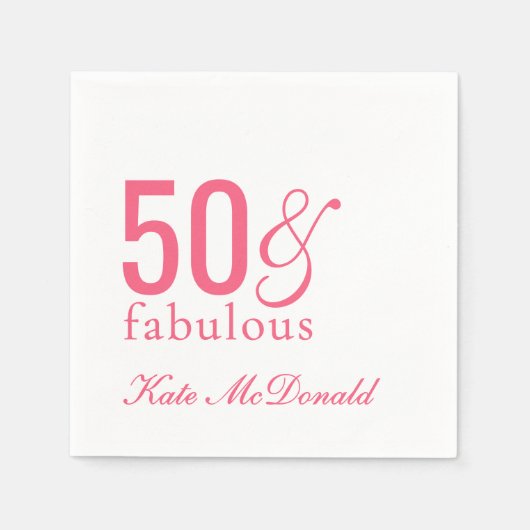 Modern Fifty and Fabulous Bold 50th Birthday Party Serviette (Vorderseite)